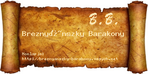 Breznyánszky Barakony névjegykártya
